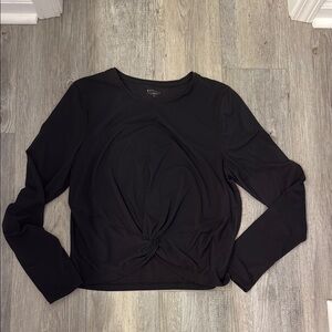 Athleta Black Crop Tie Front Blouse